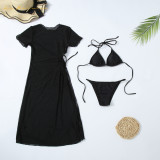 ladies swimwear designer three-piecce bikini #xcyx0636 sexy Solid color bathing suit Gauze dress swimsuit swimming swimsuits
