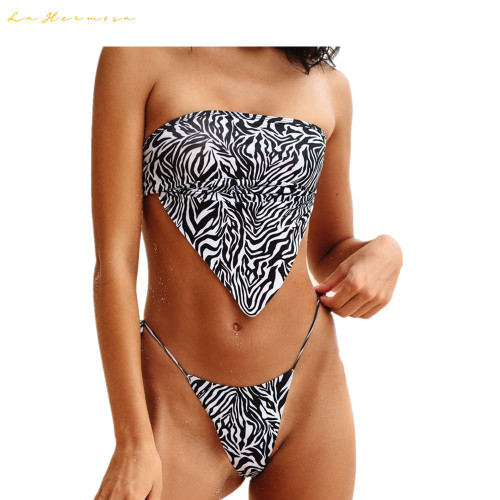 women two piece designer fashion bikini sexy strapless swimwear swimsuit swimming #xcyx0627 Zebra stripes summer bikinis swimsuits