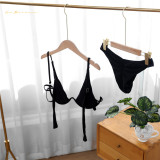 Ladies two-piece  bikinis summer #0432 fashion Swimwear Pure color Steel bracket with chest pad Bathing Suit Swimsuit Sexy Bikini