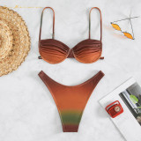 Women two piece sexy bikini Gradual change color swimwear fashion beach bathing suit summer swimsuit qj1426