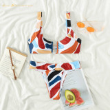 Women two piece sexy bikini suspender swimwear fashion u Hollow out beach suit  swimsuit qj1426