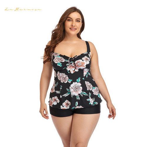 women plus size  two piece conservative swimwear beachwear Fashion Floral printing swimsuit bathing suit #yds0644
