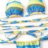 Women two piece sets bikini Striped gradient lace-up swimwear fashion beach bathing suit summer swimsuit qj1422
