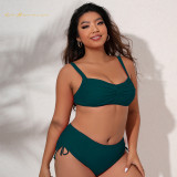 Ladies plus size  Fashion swimsuit Shorts Draw string swimwear beachwear two piece  Solid color multicolor bikinis #yds0642