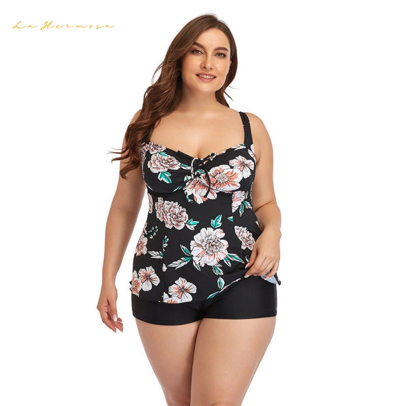 women plus size  two piece conservative swimwear beachwear Fashion Floral printing swimsuit bathing suit #yds0644