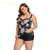 women plus size  two piece conservative swimwear beachwear Fashion Floral printing swimsuit bathing suit #yds0644