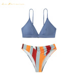 women Sexy two piece bikini Contrast color Design suspender swimwear fashion bathing suit beach suit swimsuit qj1524