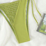women designer swimwear two piece set lace-up bikini #xcrfd0627 sexy swimsuit swimming solid color green Bathing Suit