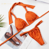 Ladies two-piece bikinis summer fashion Swimwear #dp0430 Pure color Removable chest pad Bathing Suit Swimsuit Sexy thongs Bikini