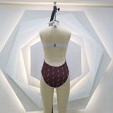 sexy women swimwear designer one-piecce print bikini lace-up v-neck swimsuit #xcyx0630 swimming swimsuits Beach wear