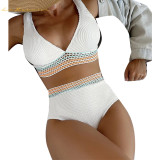 2023 New Women Two-Piece Bikini White Swimsuit High Waist Swimwear #xckx0627 Wholesale Splicing Bathing Suit Designer Bikinis