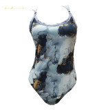 Women  Swimsuit fashion suspender one-piece Bikini sexy Tie dye print Swimwear Beach wear Bikinis bathing suit #yds0435