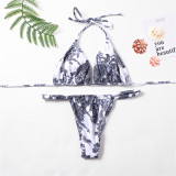Women two-pieces lace-up Swimwear #dp0429 summer Solid Color  Bathing Suit fashion Swimsuit sexy thongs Bikini