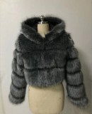 Hot sale Winter Coat Jacket Women Hooded Fashion Warm Short Plus Size Overcoat Multicolor Faux Fur Jacket cx01115