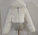 2023 New Winter Coat Jacket Women Hooded Fashion Warm Short Plus Size Overcoat Multicolor Faux Fur Jacket cx01115