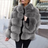 2023 Winter Outdoor Imitation Fur Stand Collar Coats Women Faux Fur Jackets Coat Solid Multicolor Fashion Street Warm Long Sleeves Jacket cx04125