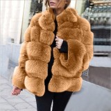 2023 Winter Outdoor Imitation Fur Stand Collar Coats Women Faux Fur Jackets Coat Solid Multicolor Fashion Street Warm Long Sleeves Jacket cx04125