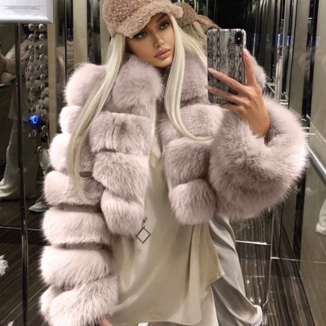 Fashion Faux Fur Jackets Fluffy Fur Collar Coat Coats Fur Coat Solid Multicolor Plus Size Warm Long Sleeves Short Slim Fit Jacket cx02115