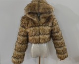 Hot sale Winter Coat Jacket Women Hooded Fashion Warm Short Plus Size Overcoat Multicolor Faux Fur Jacket cx01115