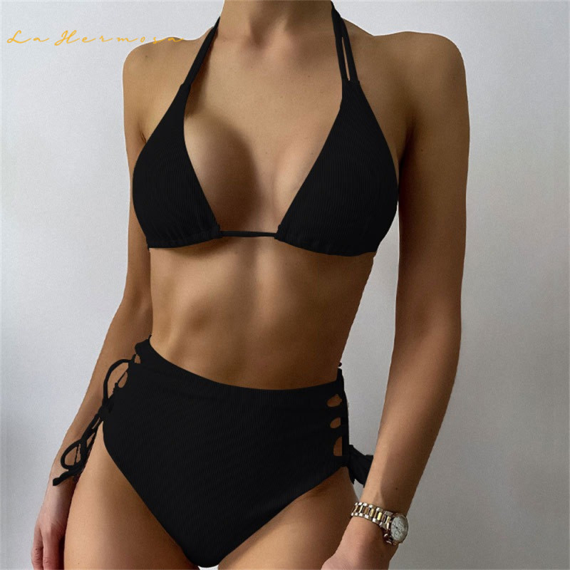 Ladies Bikini  Bathing Suit Solid color Hollow out lace-up Swimsuit Sexy Beach Wear Two-Pieces Wholesale Swimwear #rfd15627