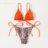 Sexy Bikini two-Piece serpentine suspenders Swimsuits Women lace-up thong Bikini Wholesale Swimwear #rfd16422