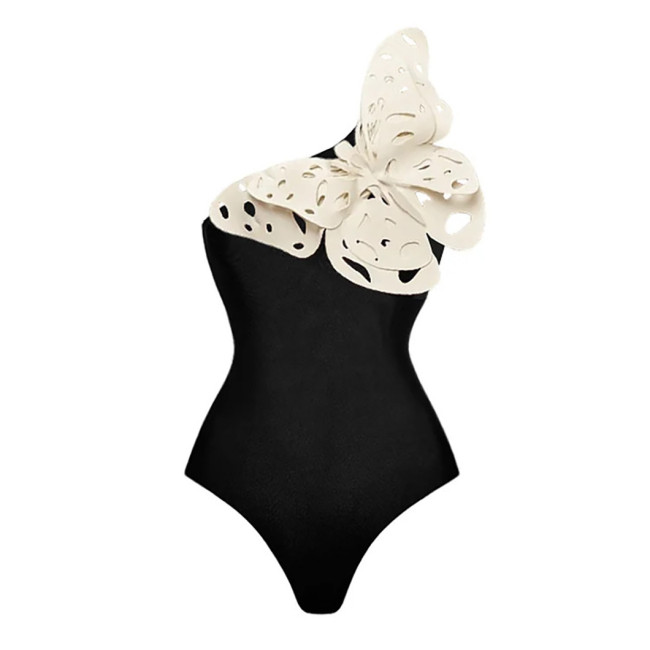 Three-dimensional butterfly One-Piece Pearl Flower Shoulder-Swimwear Slimmingand Sexy Set of Quick-Drying and BreathableSwimsuits