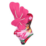 Blue fashion One-Piece Pearl Flower Shoulder-Swimwear Slimmingand Sexy Set of Quick-Drying and BreathableSwimsuits