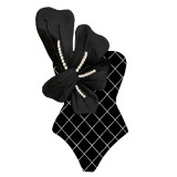 Blue fashion One-Piece Pearl Flower Shoulder-Swimwear Slimmingand Sexy Set of Quick-Drying and BreathableSwimsuits