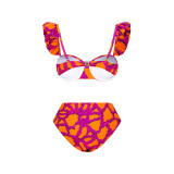 Women's Beach Pink Two-Piece Bikini SwimsuitPrinted Two-Piece with a Skirt Swimsuit