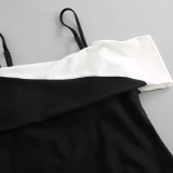 V-Neck Black and White Patchwork Color swimmingSuit Simple and Elegant One-Piece Swimsuit