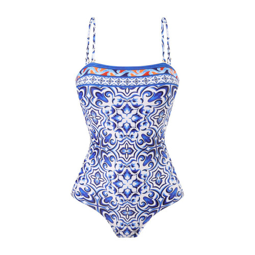 Sexy One-Piece Bandeau Swimsuit Ethnic Style PrintedTight Backless Bandeau Swimsuit
