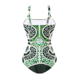 One-Piece Swimsuit Women's Form-Fitting RacerbackSwimsuit Printed Tight-Fitting swimsuit