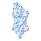 Sexy and Fashionable One-Piece Swimsuit Single.Shoulder Tight Floral Print Swimsuit