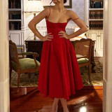 New Trendy Summer Sexy Women's Simple StraplessLong Dress Elegant and Form-Fitting Multi-Color Dress