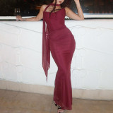 Sexy Women's Fashion Suit Fishbone Plunging Top witha Full-Skirted Fish Tail Skirt High-End Women'sClothing Two-Piece Set Dress