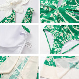 Three-Dimensional Flower Pattern One-PieceSwimming Suit Summer Refreshing Printed BeachwearSwimsuit