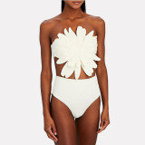 Three-Dimensional Flower-Patterned Split-BikiniSwimsuit Slimming and Figure-Hugging swimsuit
