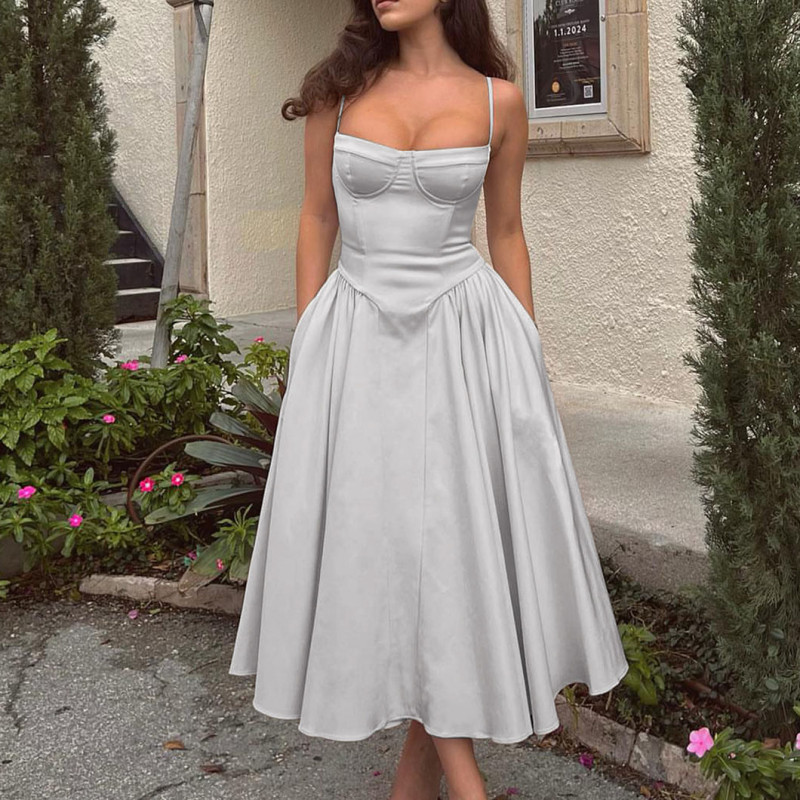 New Trendy Summer Sexy Women's Simple StraplessLong Dress Elegant and Form-Fitting Multi-Color Dress