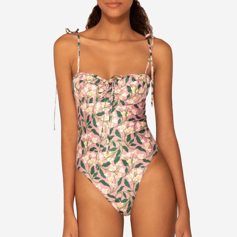 French-Style Retro Floral Swimsuit High-End SwimsuitSPA-Style Conservative One-Piece Swimsuit