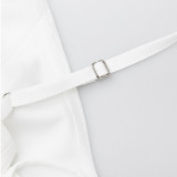 New Summer Women's Dress Sexy V-Neck Halter TopDress Fitted Backless White Dresses