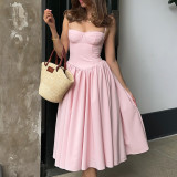New Trendy Summer Sexy Women's Simple StraplessLong Dress Elegant and Form-Fitting Multi-Color Dress