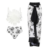 Three-Dimensional Flower-Patterned Split-BikiniSwimsuit Slimming and Figure-Hugging swimsuit
