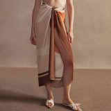 Grid-Print Double-Sided one-Piece Swimsuit High-EndRetro Halter Top Tight-Fitting Swimsuit