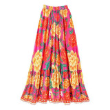 Flower Print Two-Piece Swimsuit High-End FrenchRetro-Style Swimsuit Bow-Shaped Shoulder StrapDecorated Swimsuit