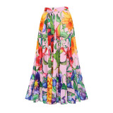 Women's V-Neck Floral Print One-Piece SwimsuitBubble Sleeve Sexy Sun-Protective Swimsuit