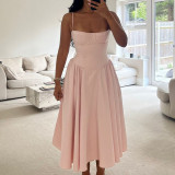 New Trendy Summer Sexy Women's Simple StraplessLong Dress Elegant and Form-Fitting Multi-Color Dress