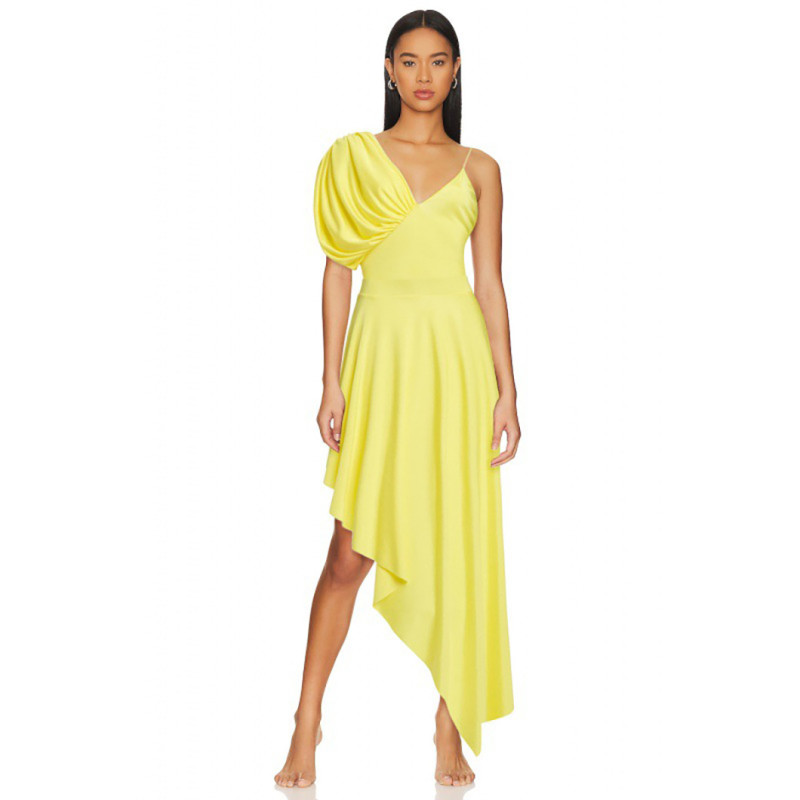 Yellow Solid-Color Sexy One-Piece swimsuit Tight andConservative SPA Resort Swimsuit