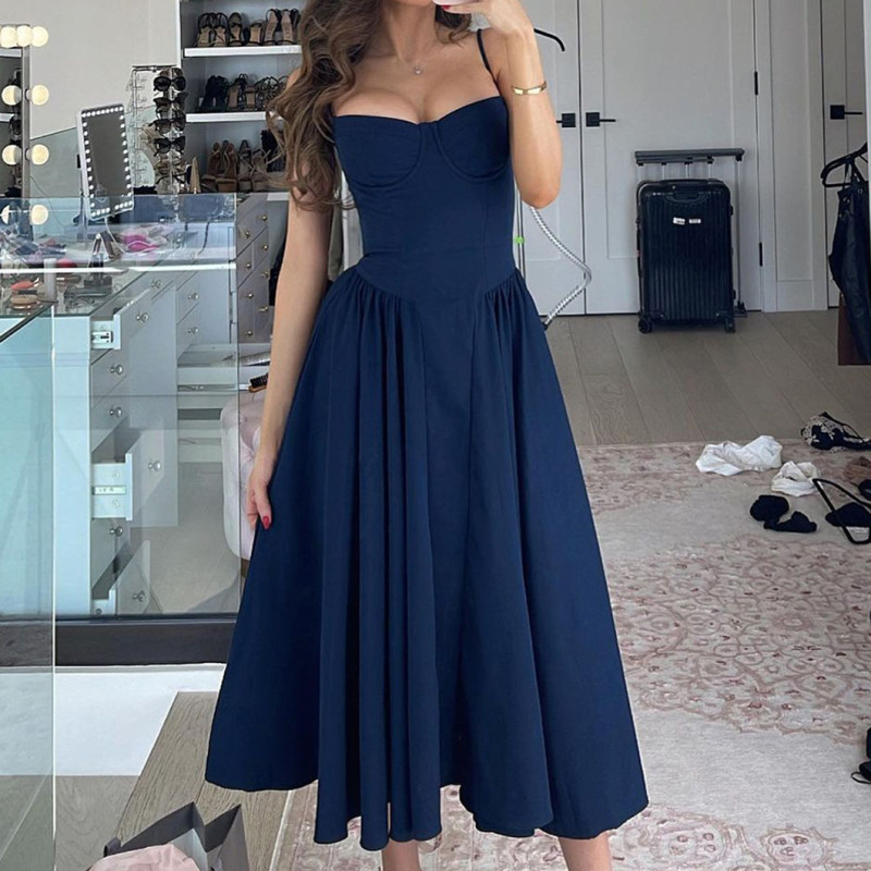 New Trendy Summer Sexy Women's Simple StraplessLong Dress Elegant and Form-Fitting Multi-Color Dress