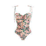 French-Style Retro Floral Swimsuit High-End SwimsuitSPA-Style Conservative One-Piece Swimsuit