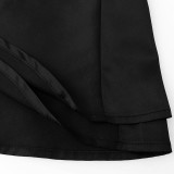 Sexy Lace-Trimmed V-Neck Halter Black Dress, HotGirl Sophisticated and Elegant Short skirt